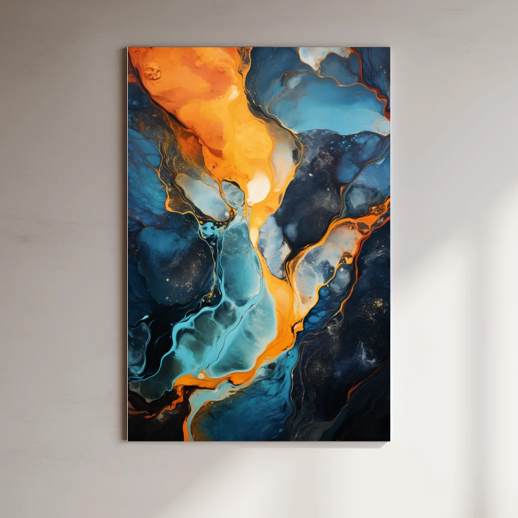 Vibrant Fluid River Abstract Painting - Alcohol Ink Style Wall Art