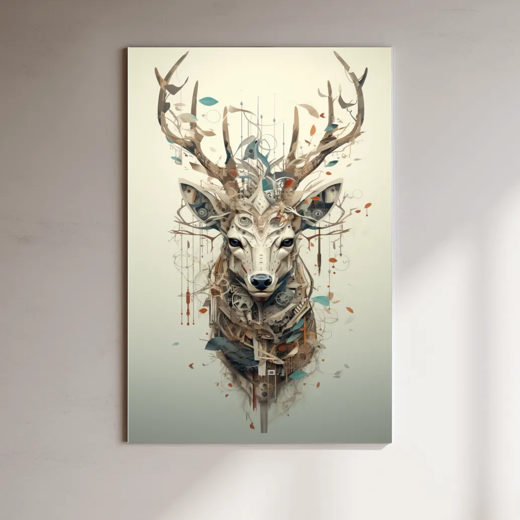 MC Escher style deer head collage art