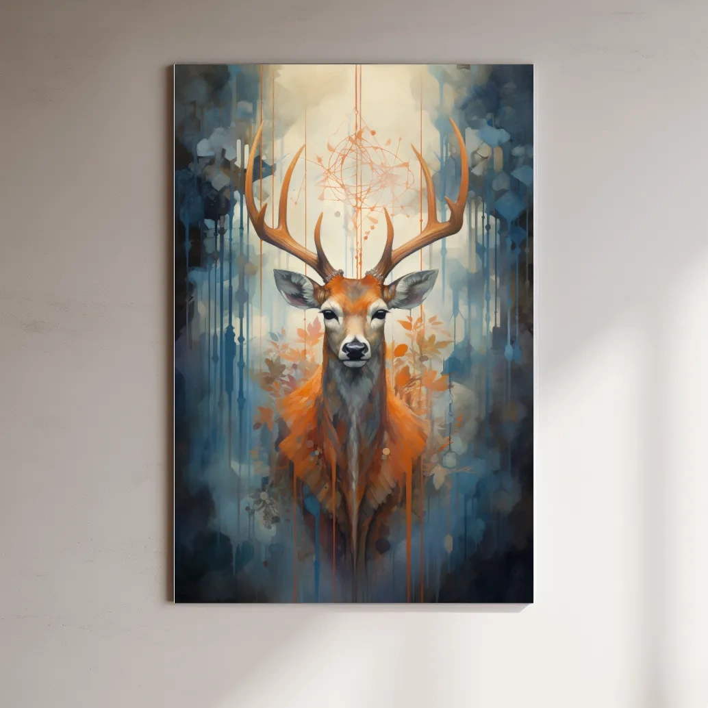 Majestic Stag Portrait - Abstract Wildlife Painting Wall Art