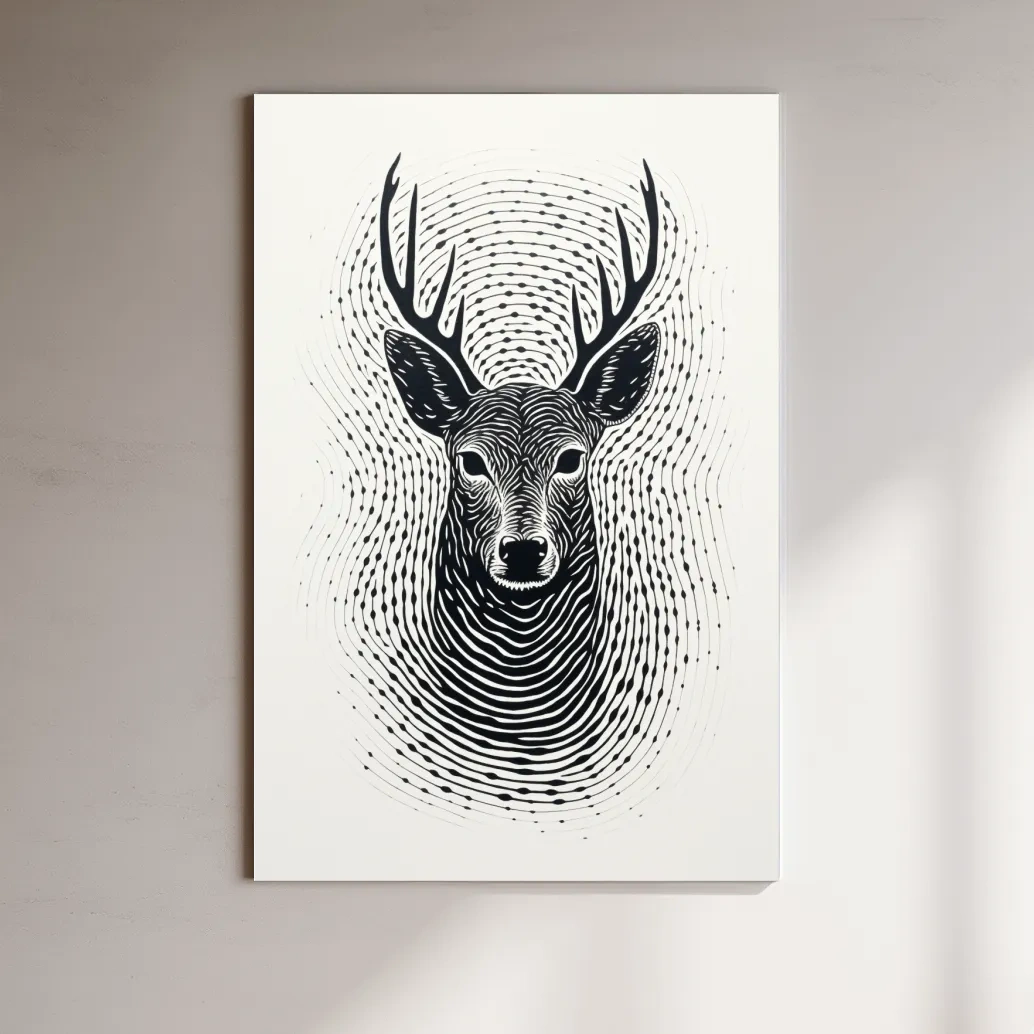 Abstract fingerprint swirling art drawing of a deer head