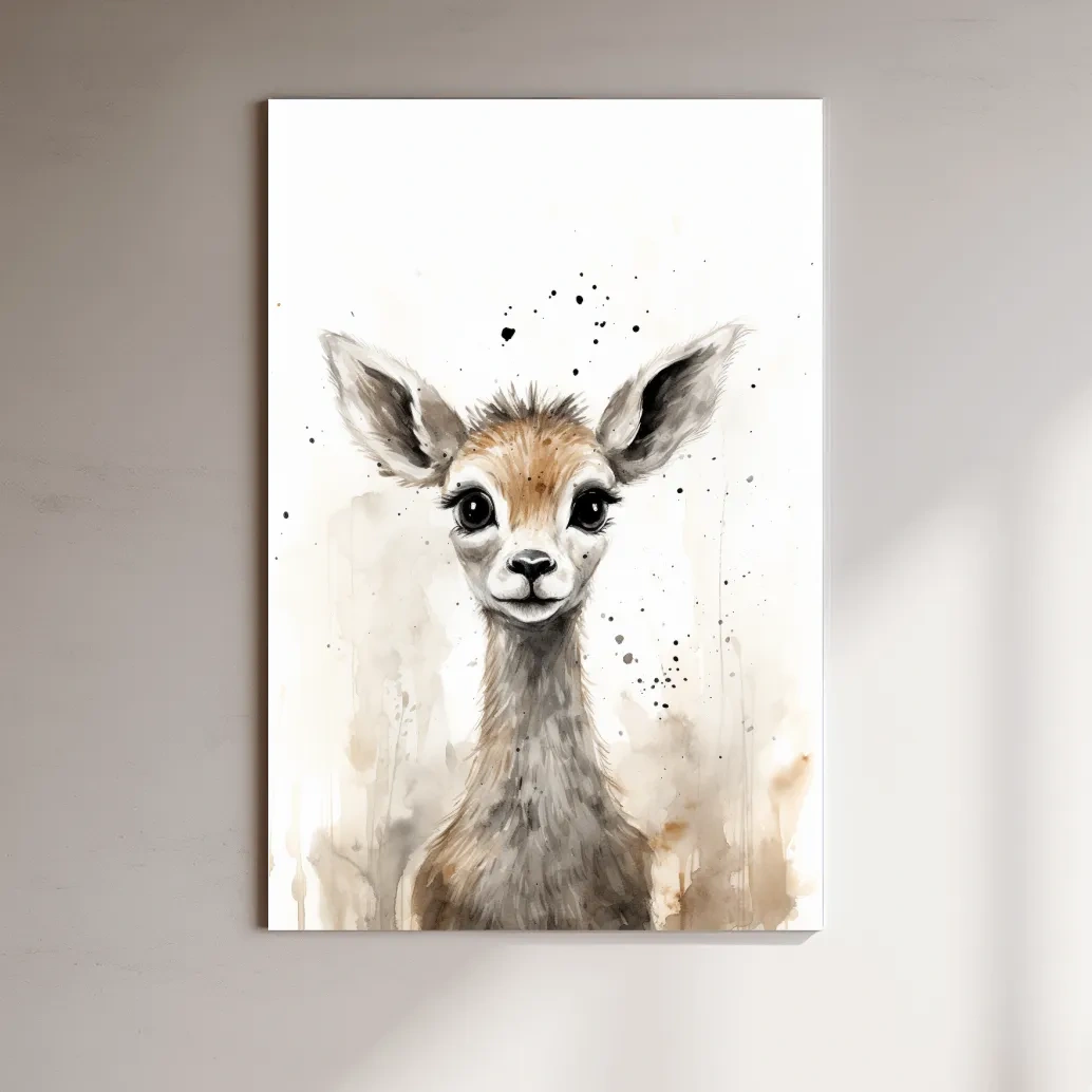Watercolour illustration of a deer fawn