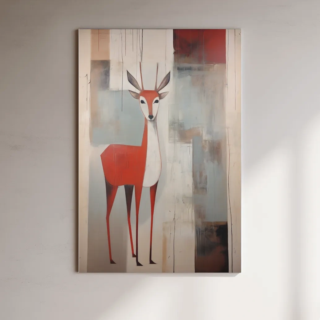 Rustic expressionist painting of a deer