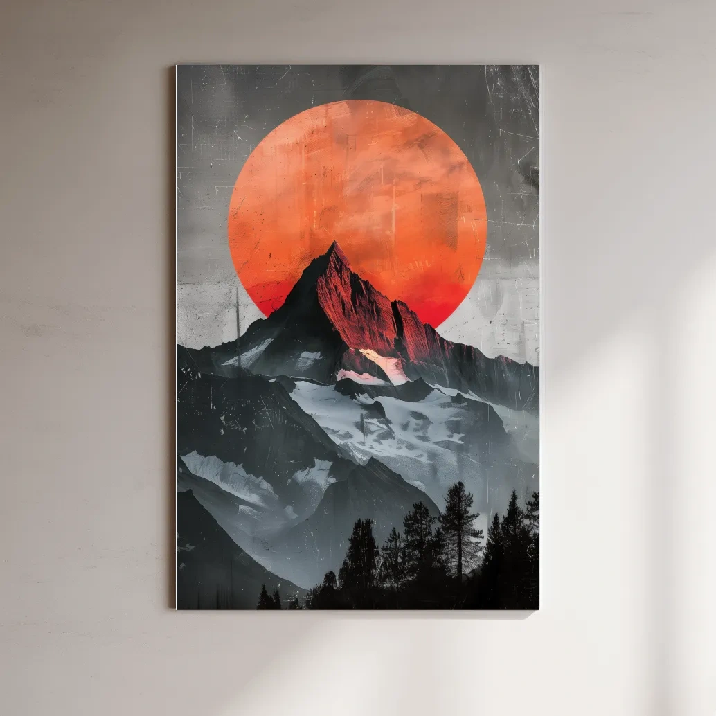 Surreal mountain glacier sunset artwork