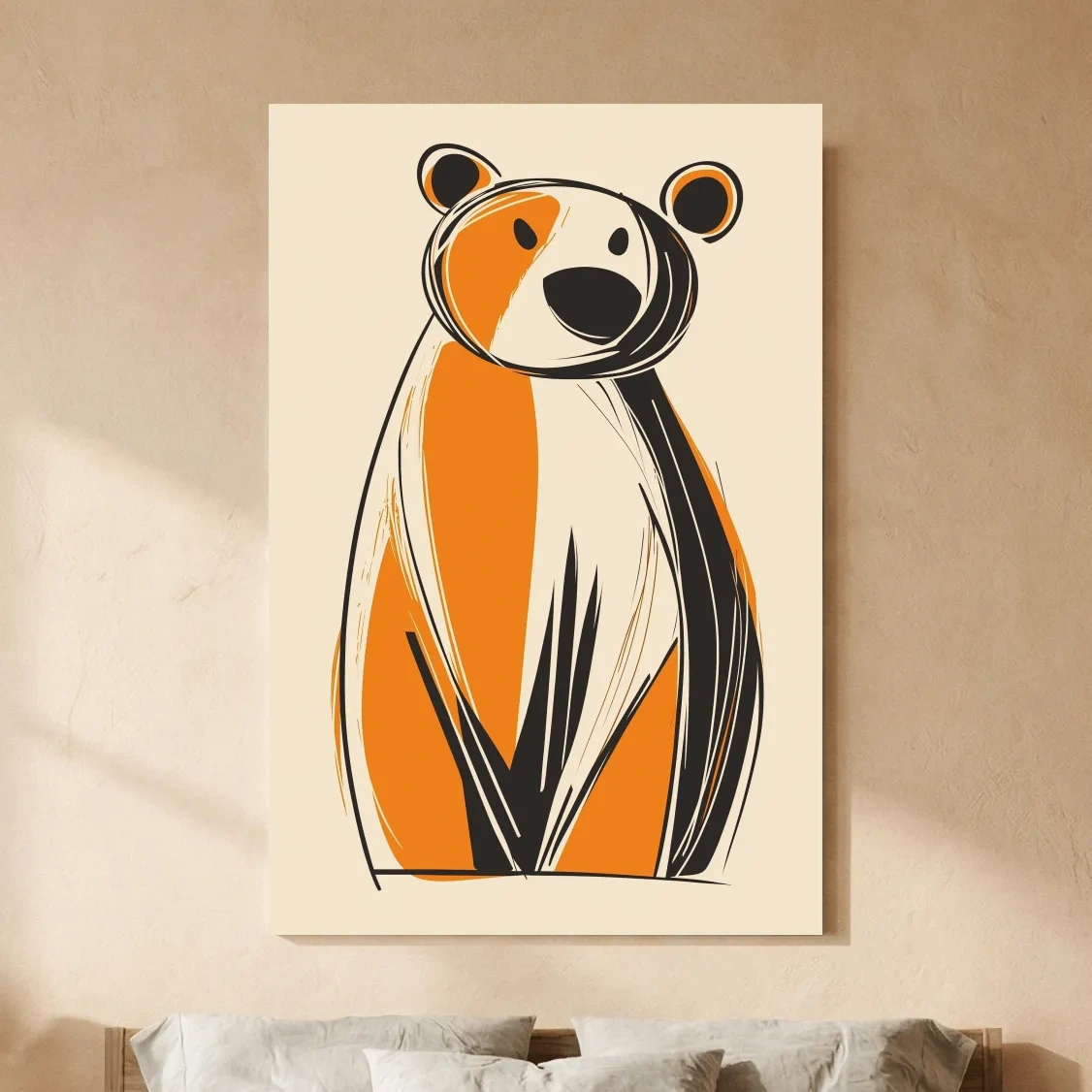 Fun caricature print of a cartoon bear