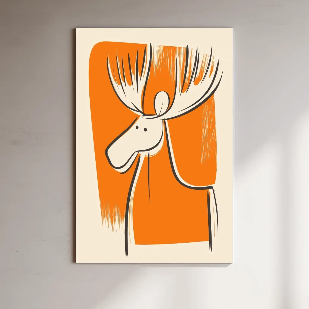 Caricature wall art print of a cute cartoon moose