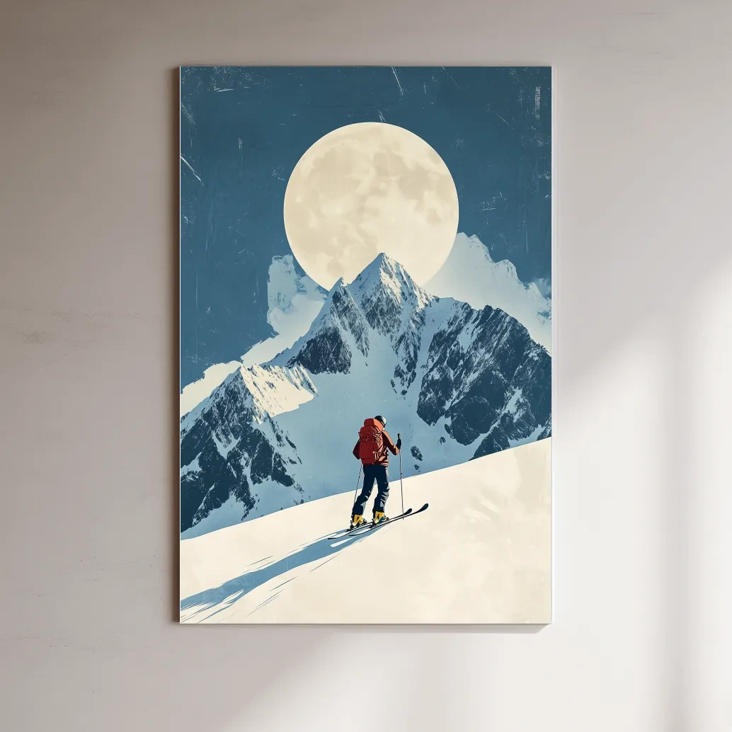 Retro style ski poster wall art