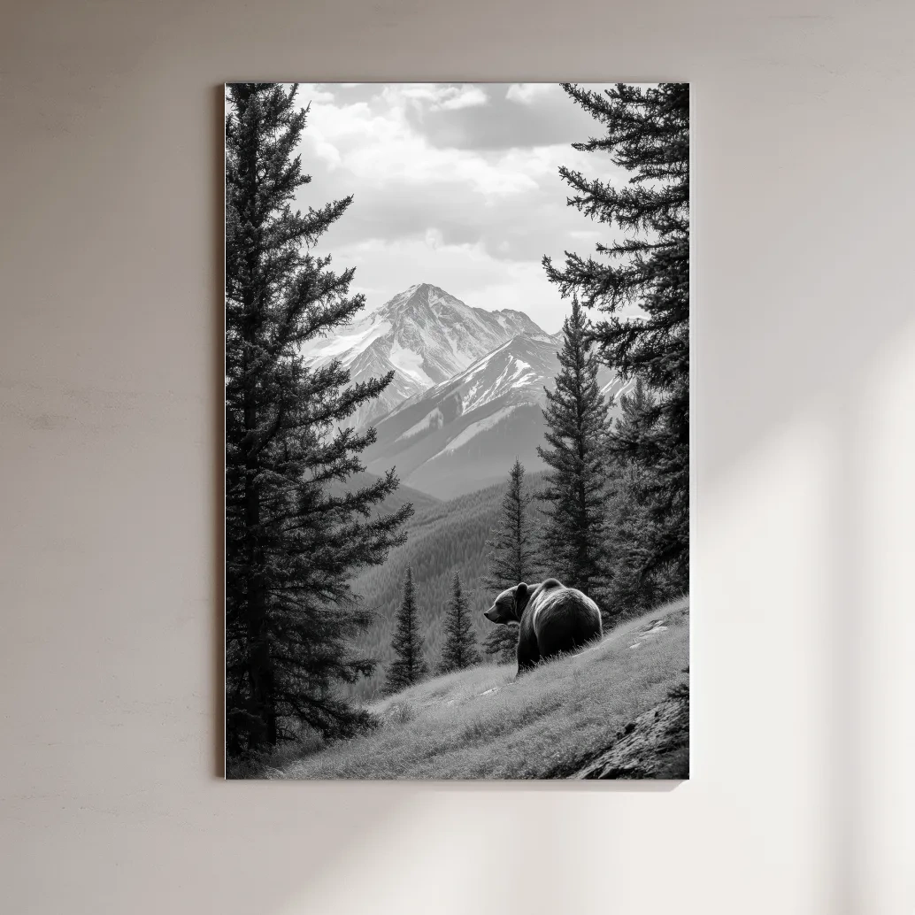 Grizzly bear in the alpine meadows, photographic wildlife artwork
