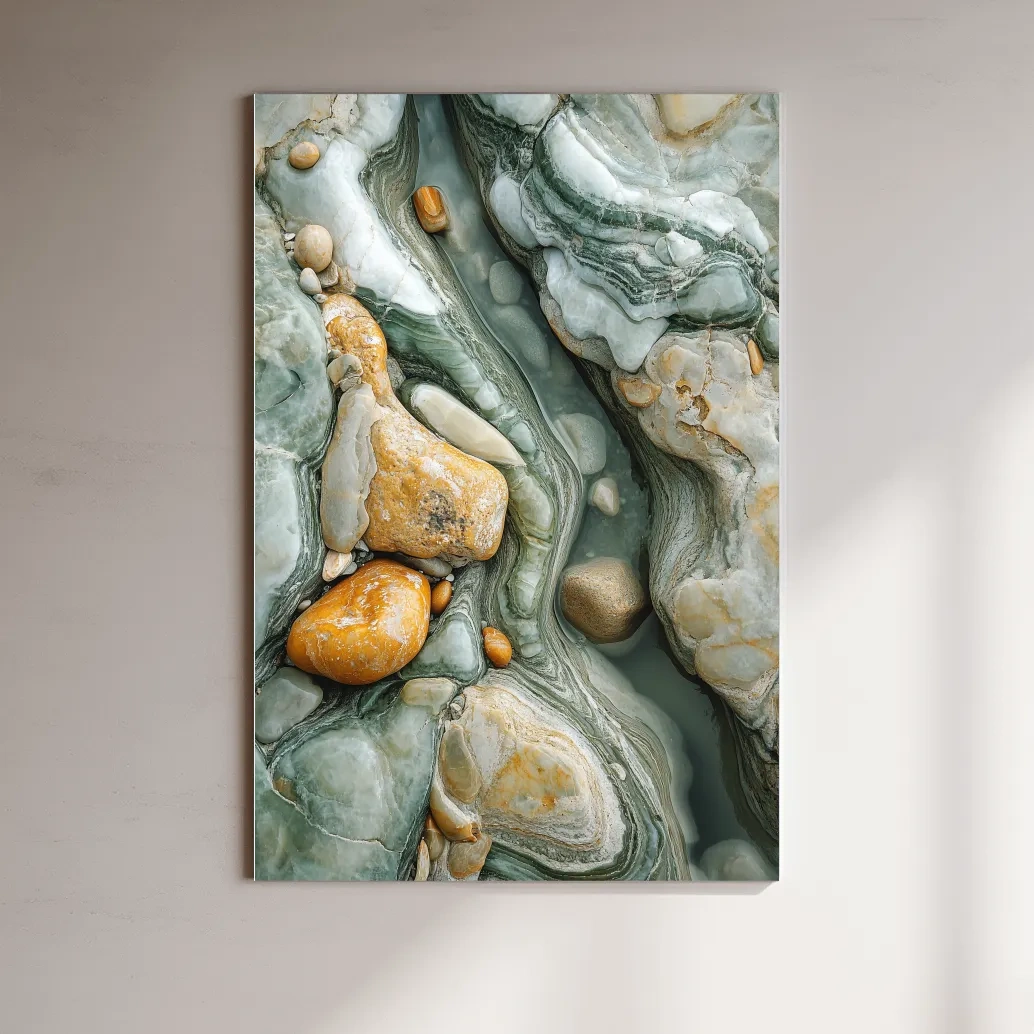 Natural stone and rock wall artwork, textured abstract flowing design
