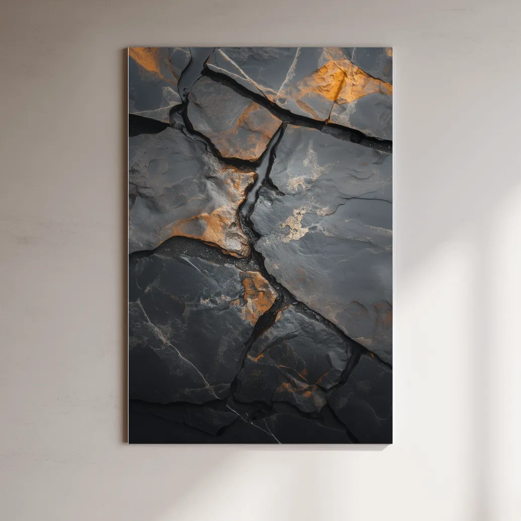 Cracked stone texture artwork, rustic natural organic rock wall art