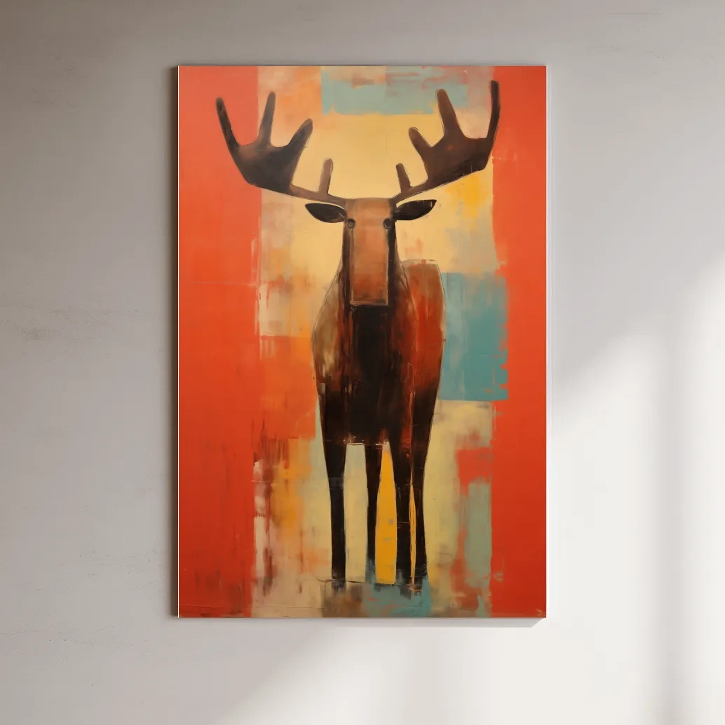 Expressionist style painting of a moose, abstract artwork