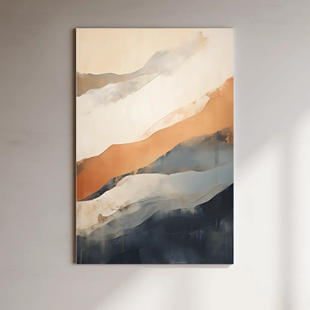 Minimalist Abstract Mountain Layers Painting - Modern Watercolor Landscape Wall Art