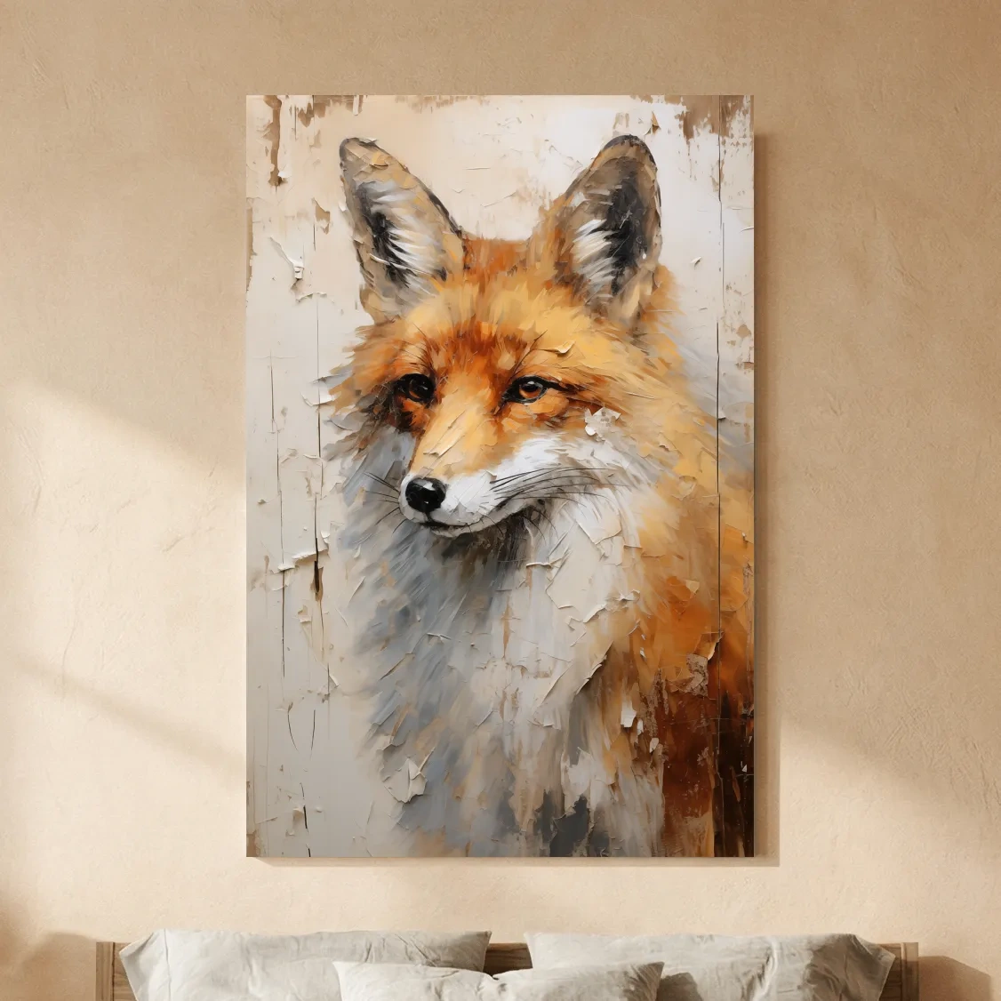 Fox Portrait Painting - Rustic Wildlife Wall Art Print