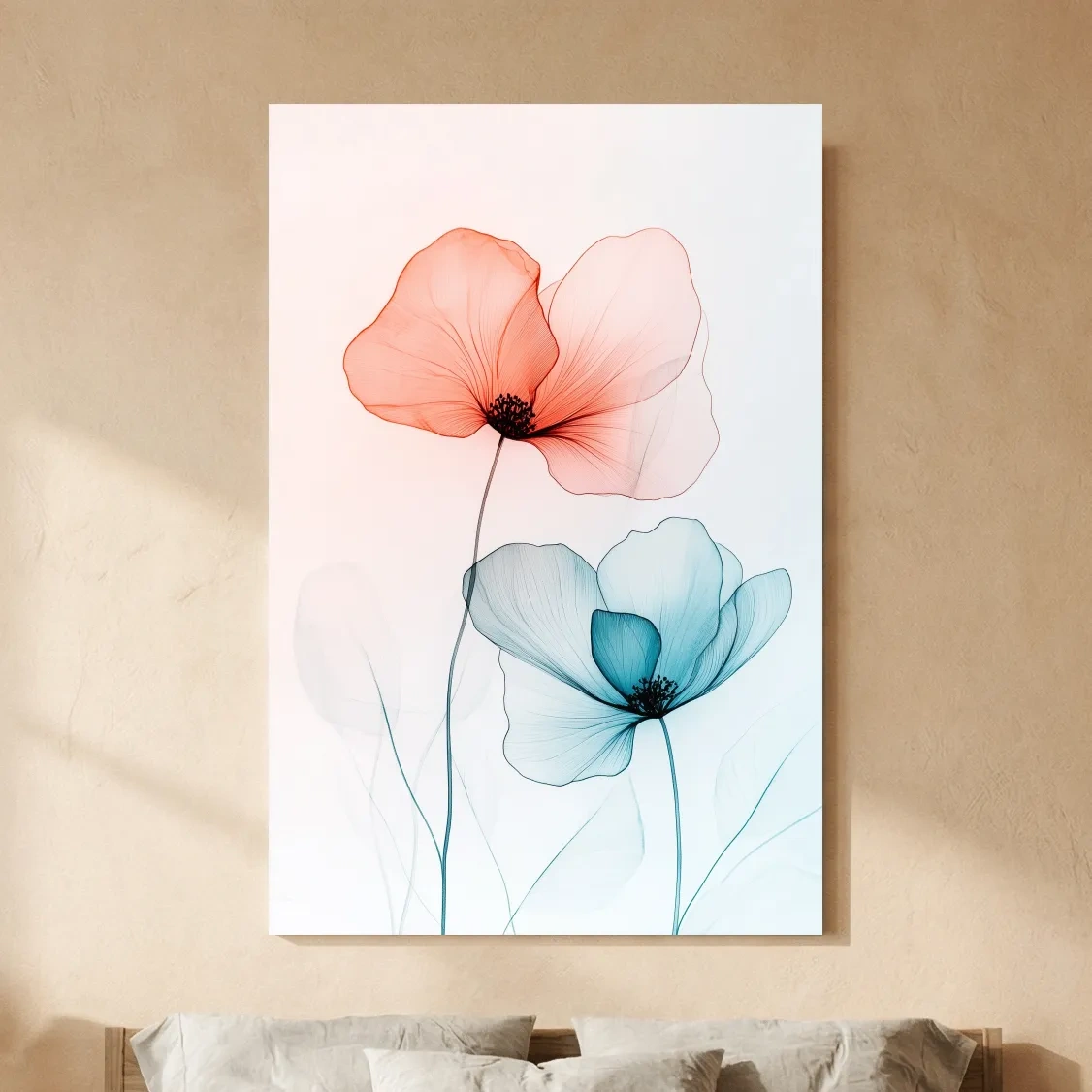 Minimalist Poppy Watercolor Print - Modern Botanical Floral Wall Art