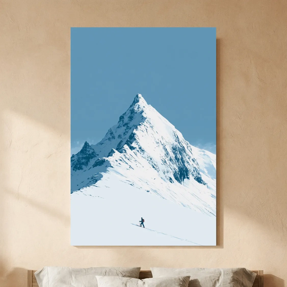 Snowy Alpine Peak Backcountry Skier - Minimalist Mountain Wall Art