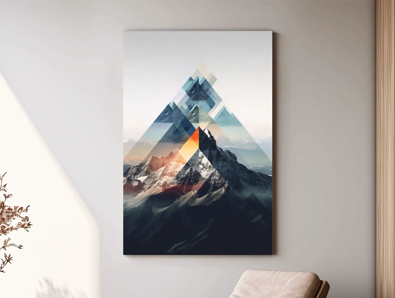 Geometric Abstract Mountain Peak Collage - Minimalist Landscape Artwork