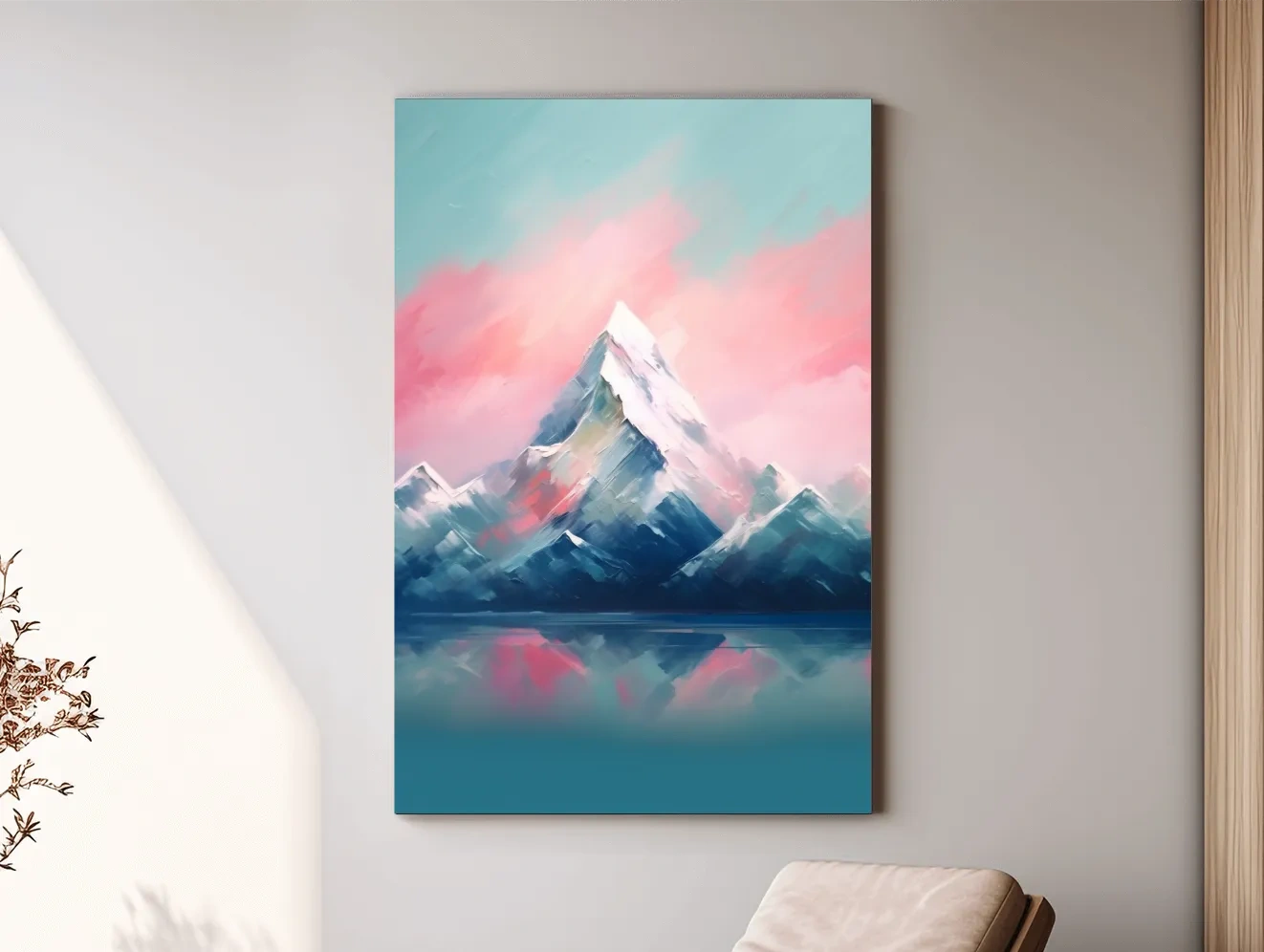 Pastel Alpine Peak Painting - Impressionism Watercolor Mountain Wall Art