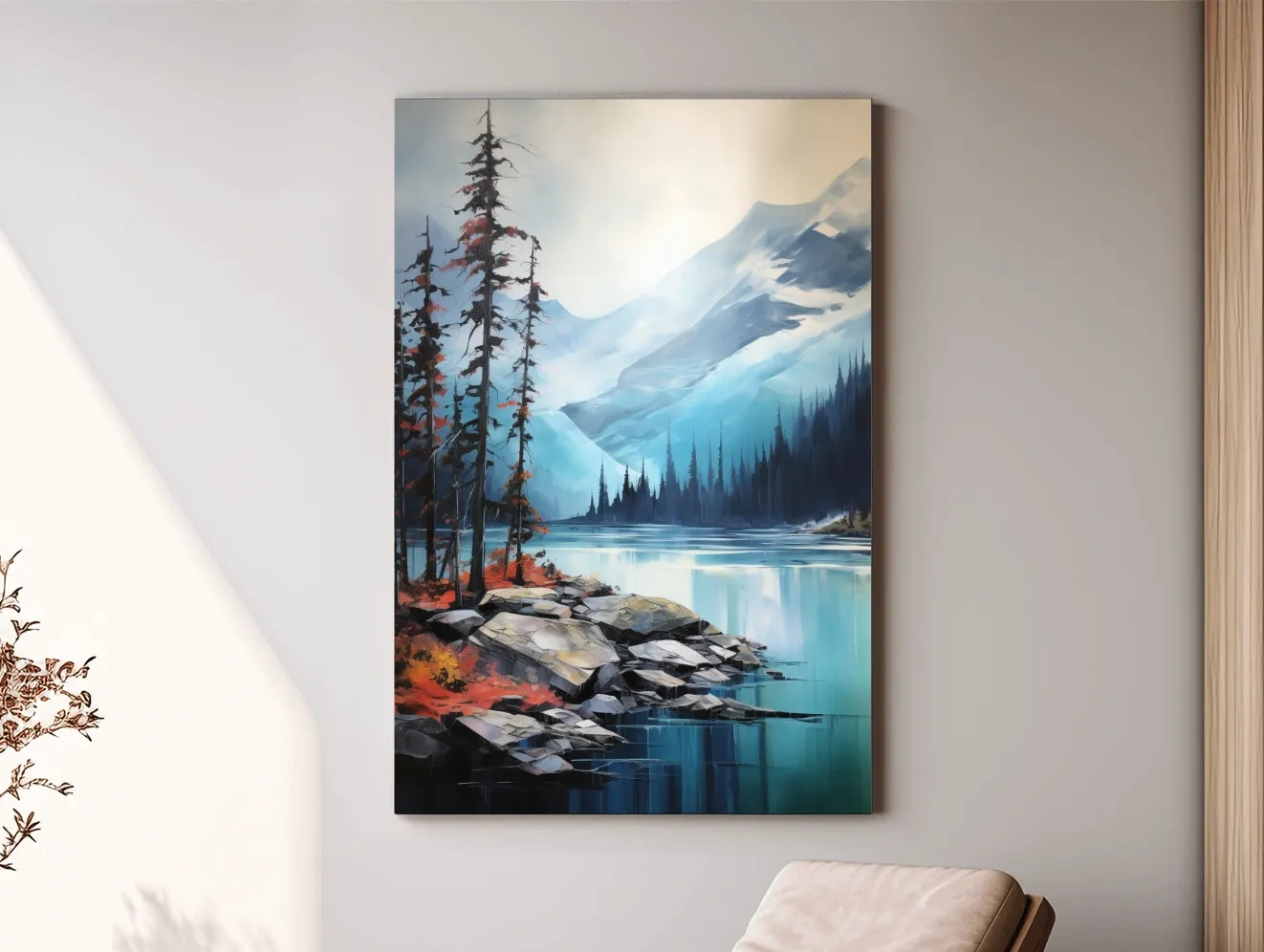Turquoise Alpine Lake And Mountain Watercolor - Serene Forest Wall Art