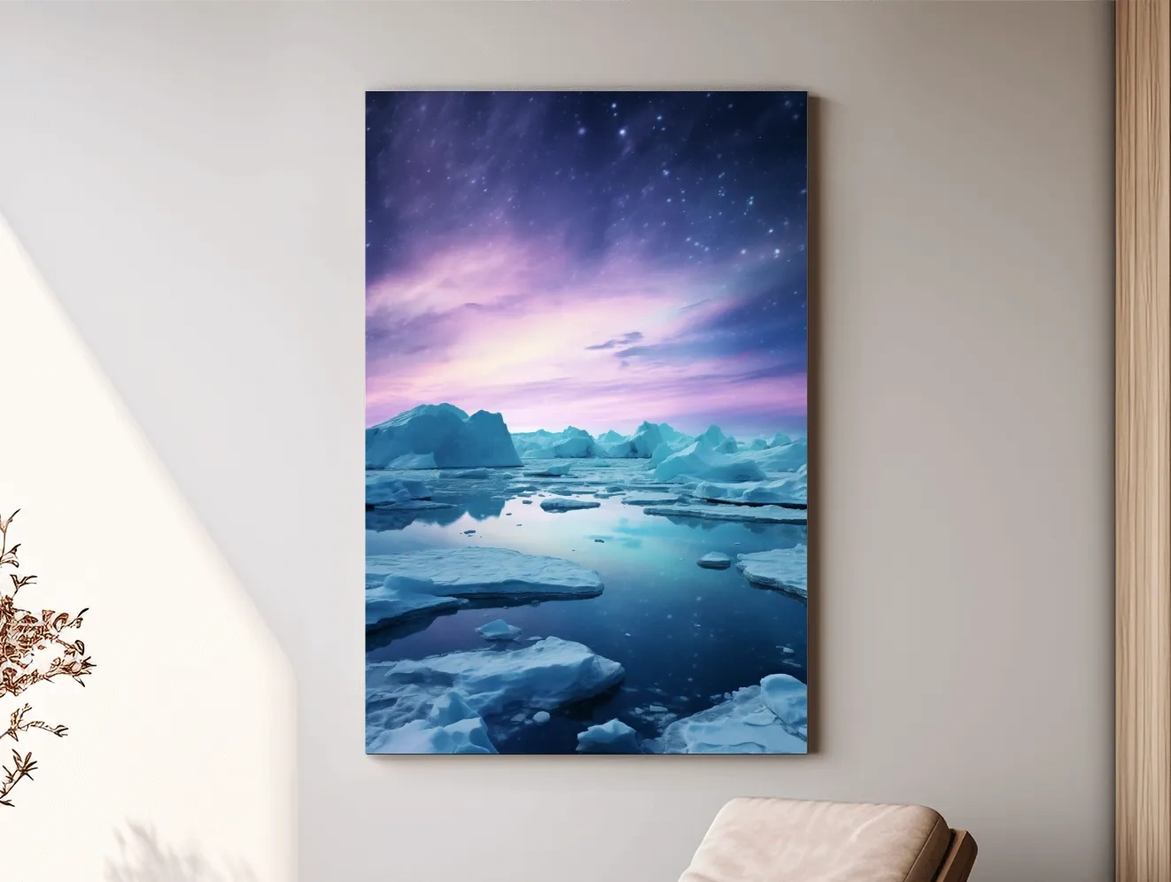 Ethereal Arctic Iceberg Aurora Sky - Dreamy Polar Northern Lights Wall Art