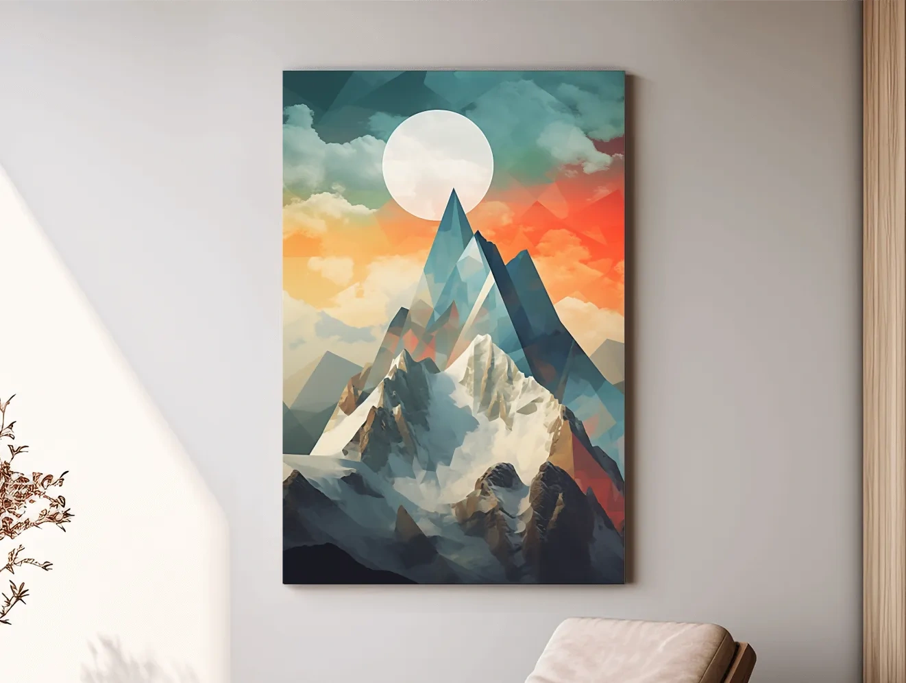Suprematism Alpine Mountain Peak Sunrise - Abstract Landscape Wall Art