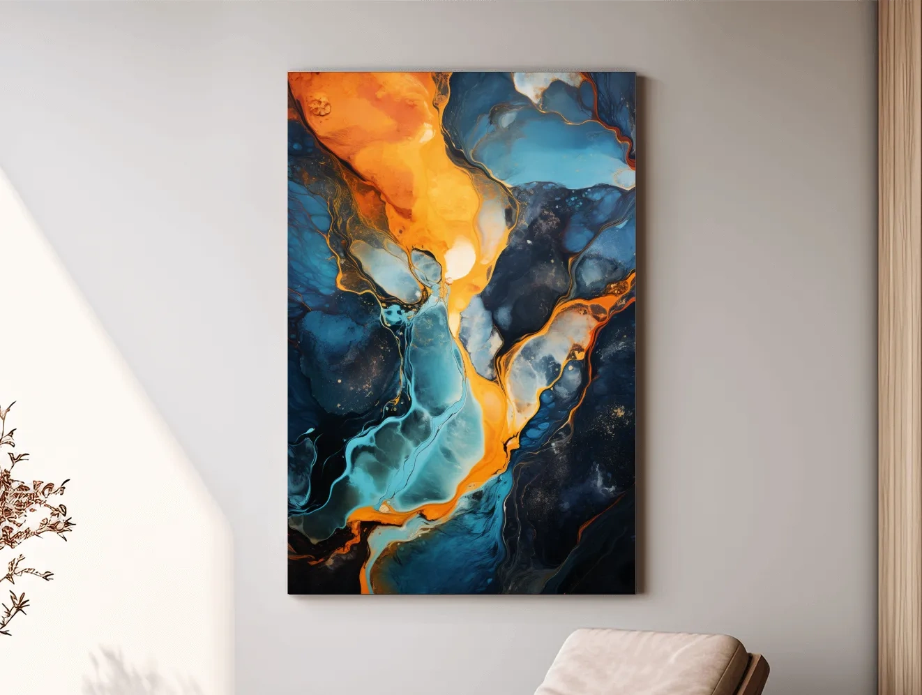 Vibrant Fluid River Abstract Painting - Alcohol Ink Style Wall Art