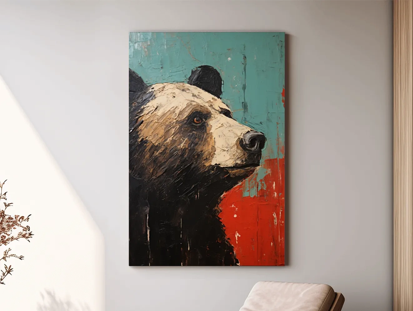 Black Bear Portrait Painting - Rutsic Wildlife Wall Art