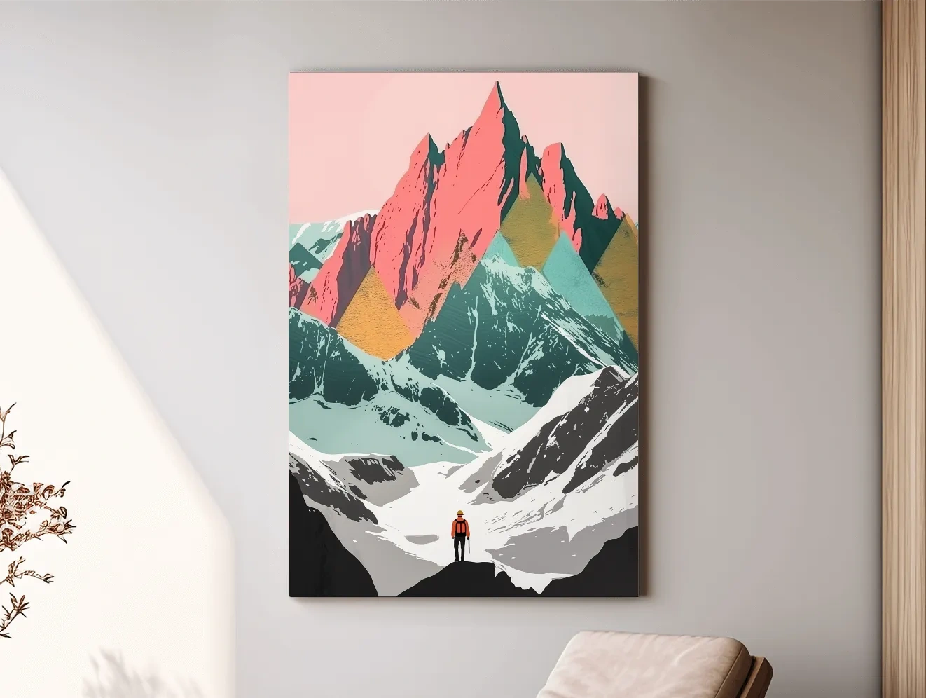 Vibrant Alpine Peaks Illustration - Colourful Mountain Wall Art