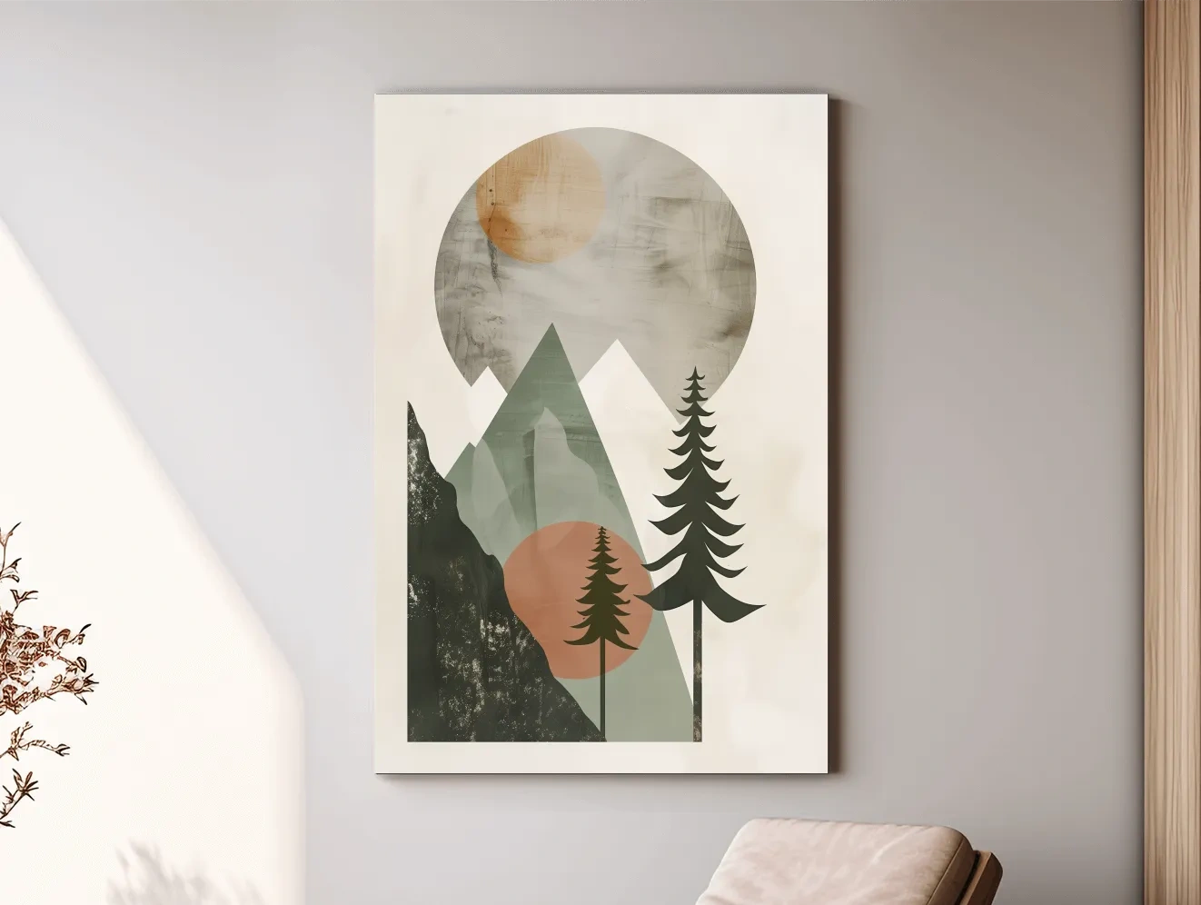 Minimalist Scandinavian Mountain Pines Landscape - Modern Boho Wall Art