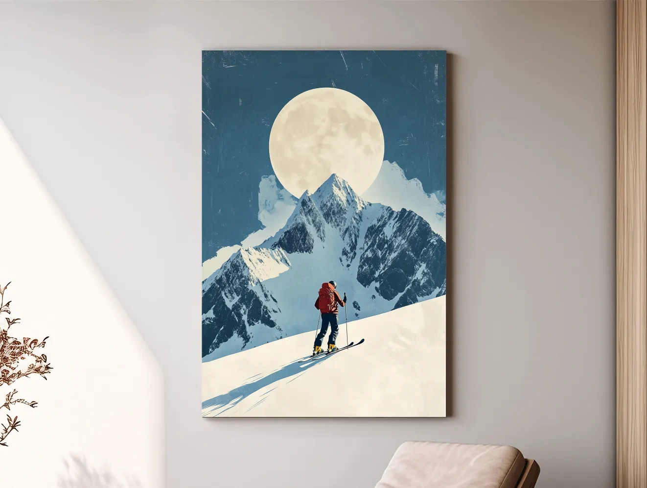 Retro style ski poster wall art