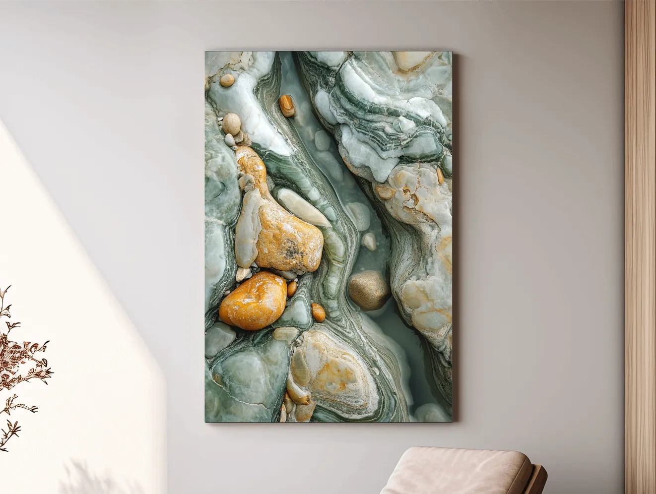 Abstract Agate Stone Riverbed Texture - Marble Geological Wall Art