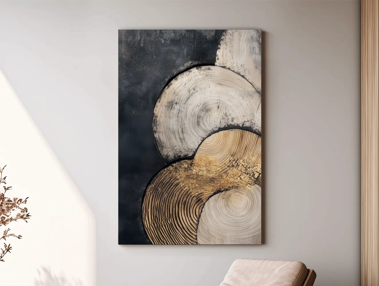Abstract Wood Grain Texture Circles - Modern Geometric Wall Art
