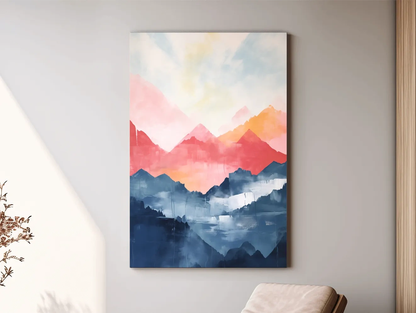 Colorful Abstract Mountain Sunrise Watercolor - Vibrant Pastel Landscape Wall Art