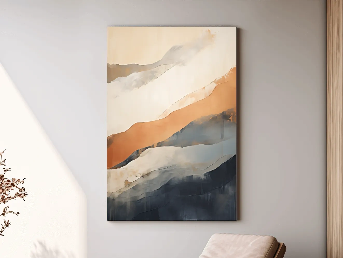 Minimalist Abstract Mountain Layers Painting - Modern Watercolor Landscape Wall Art