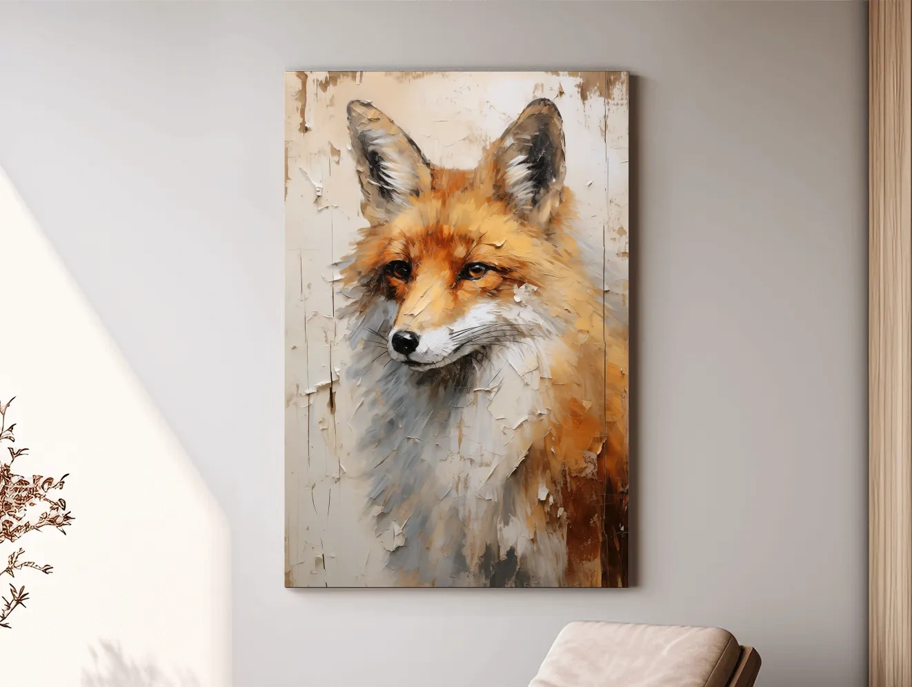 Fox Portrait Painting - Rustic Wildlife Wall Art Print