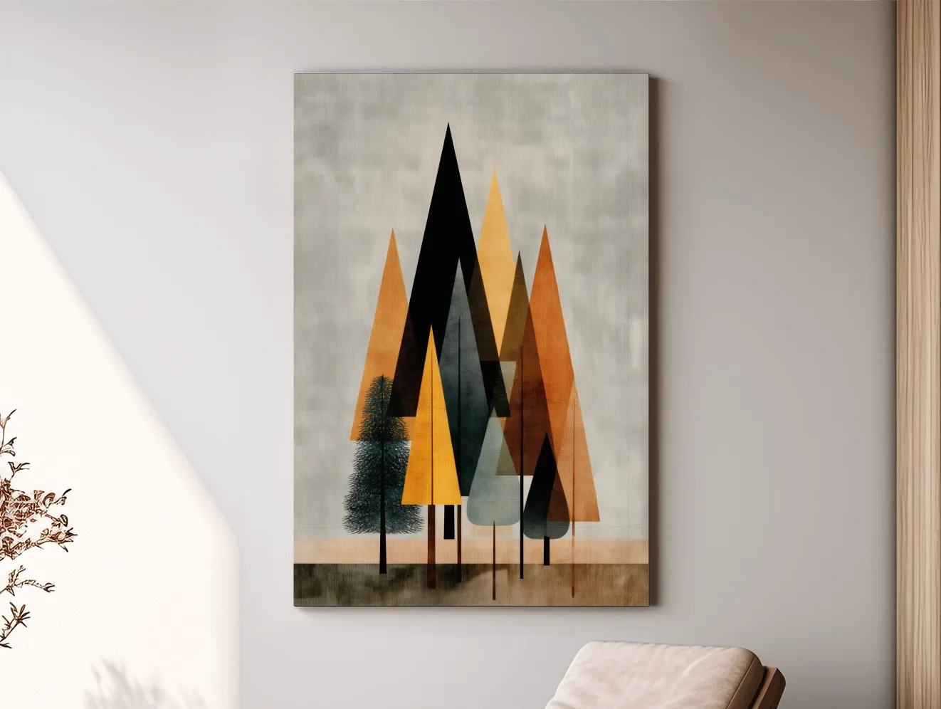 Minimalist Geometric Pine Tree Forest - Mid Century Modern Scandinavian Wall Art