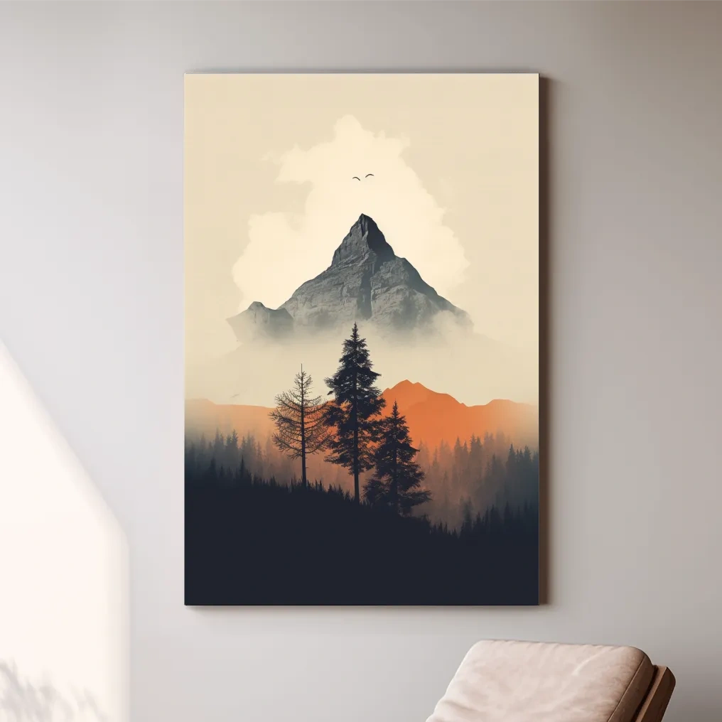 Minimal rustic mountain art