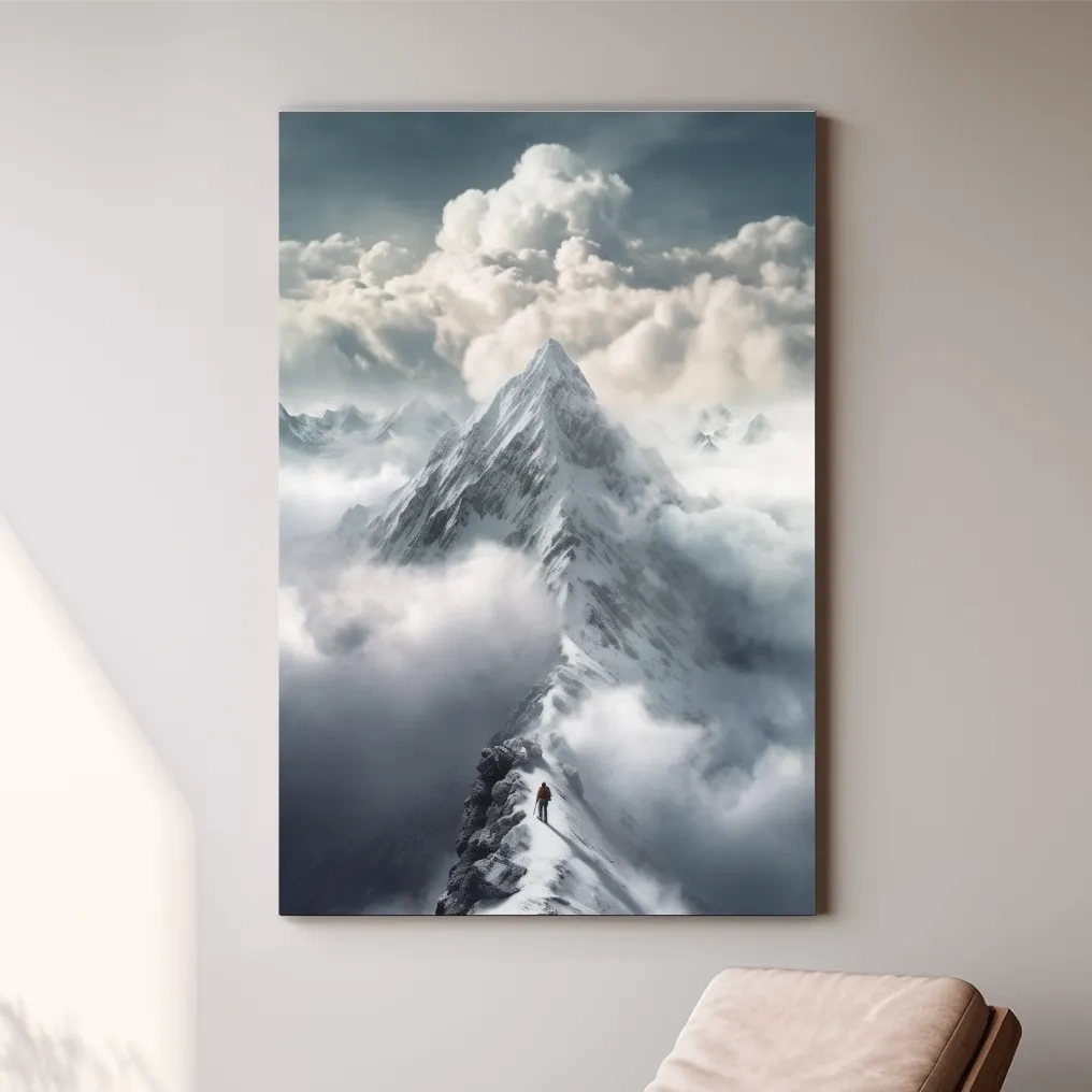 Snowcapped Peak Above The Clouds - Dramatic Alpine Summit Wall Art