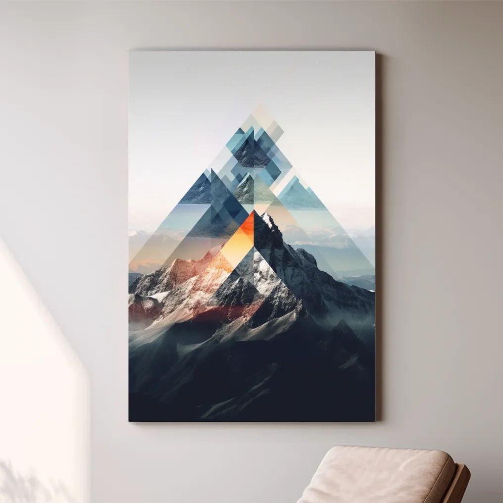 Geometric Abstract Mountain Peak Collage - Minimalist Landscape Artwork