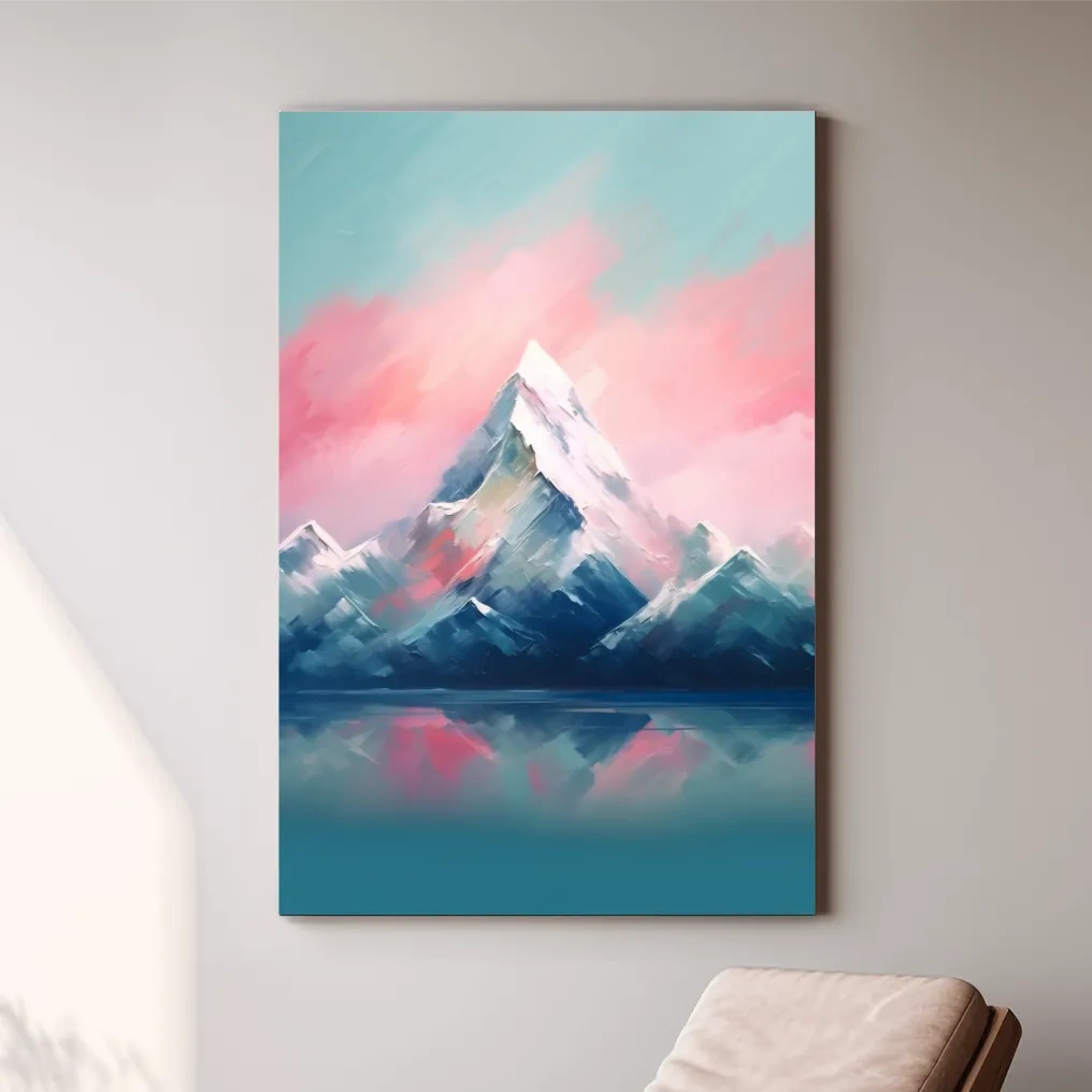 Pastel Alpine Peak Painting - Impressionism Watercolor Mountain Wall Art