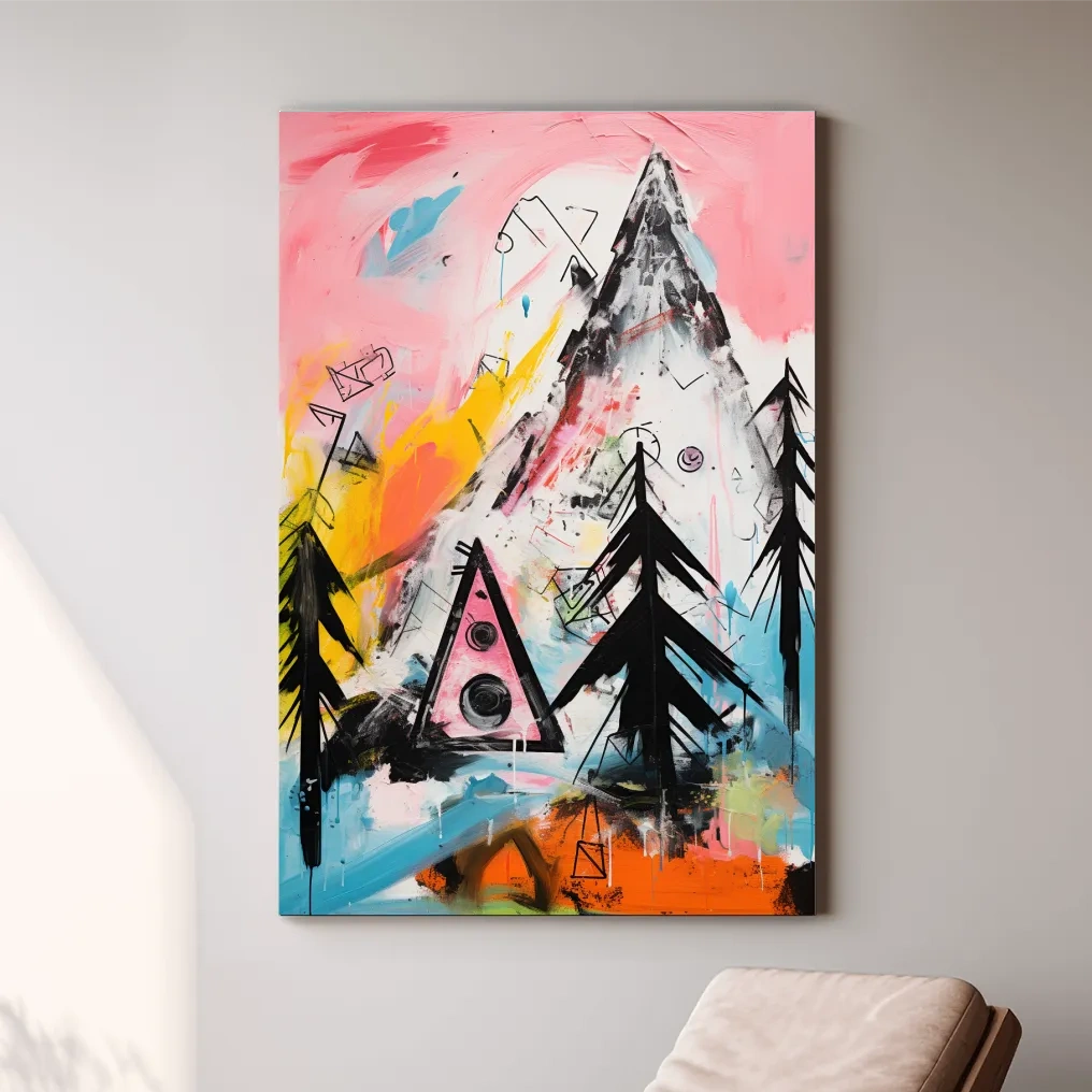 Abstract colorful mountain painting