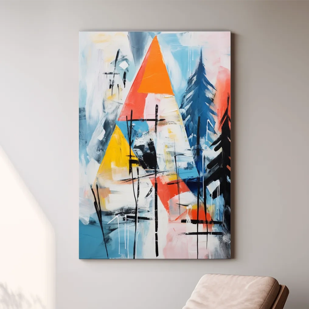Abstract dripping mountain painting
