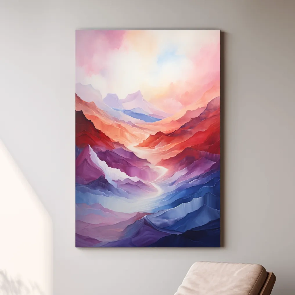 Abstract art, colourful mountainous valley