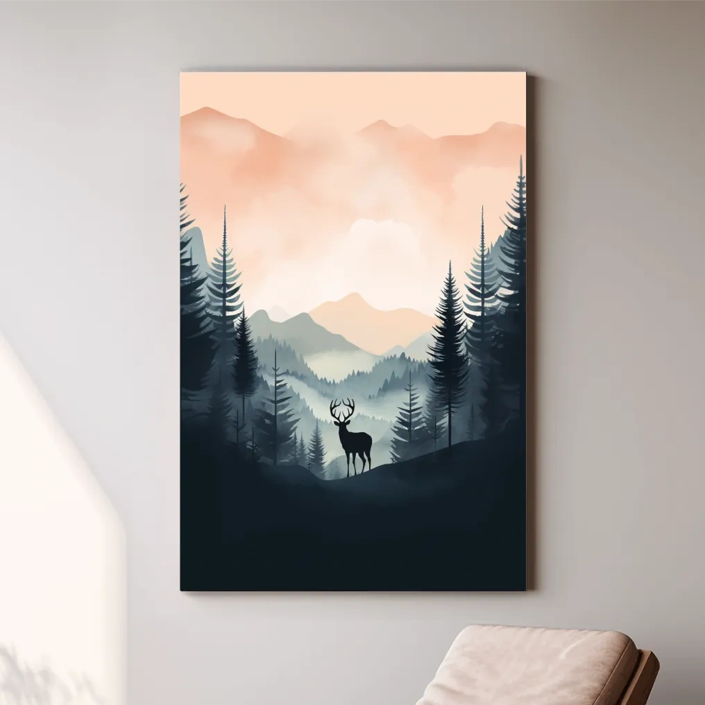 Silhouette of a deer, pastel illustration