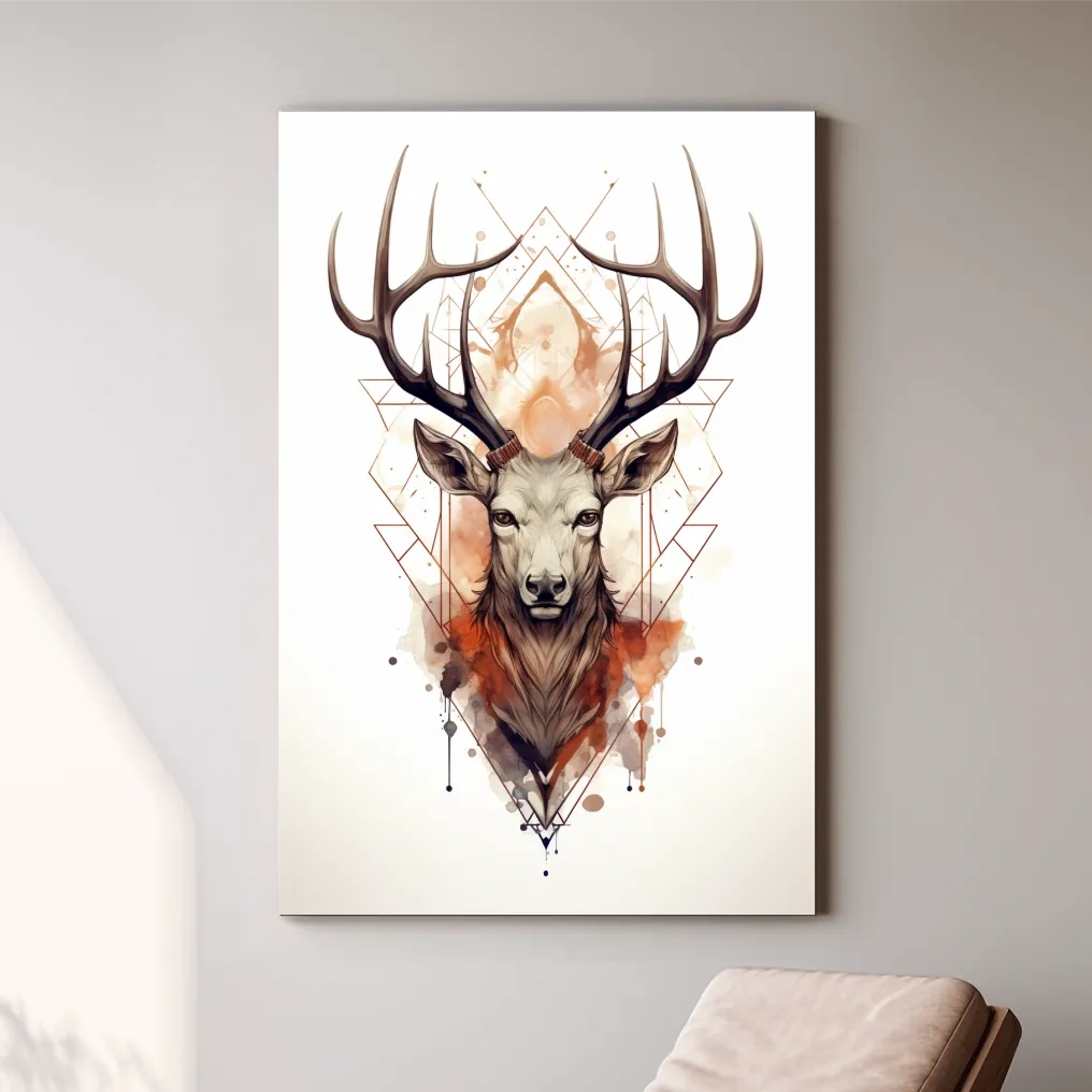 Ornate patterned illustration of a deers head