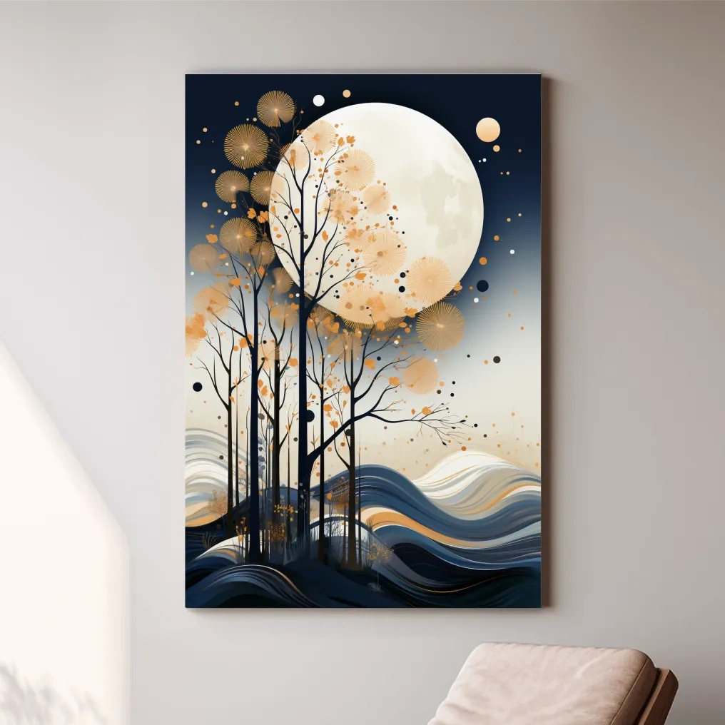 Elegant illustration of a forest under the night sky