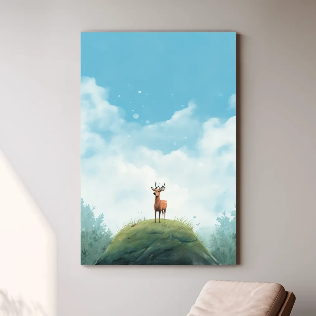 Bright illustration artwork of a cute deer