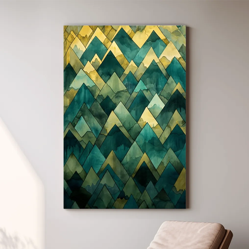 Patterns of triangular snow capped mountain art