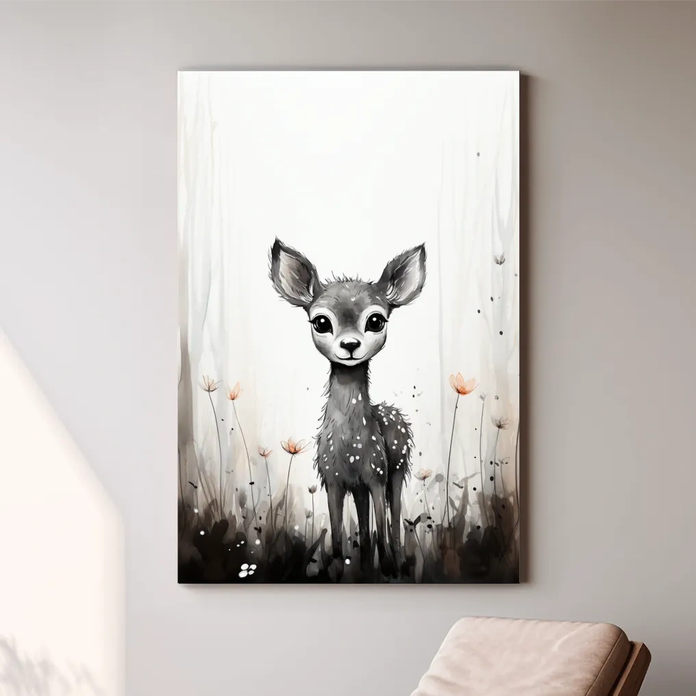 Cute baby deer, simple watercolor illustration drawing art