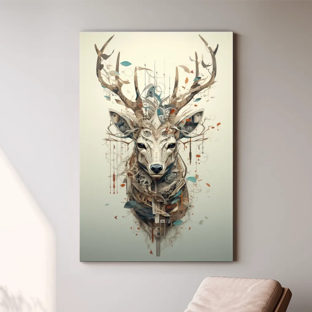 MC Escher style deer head collage art