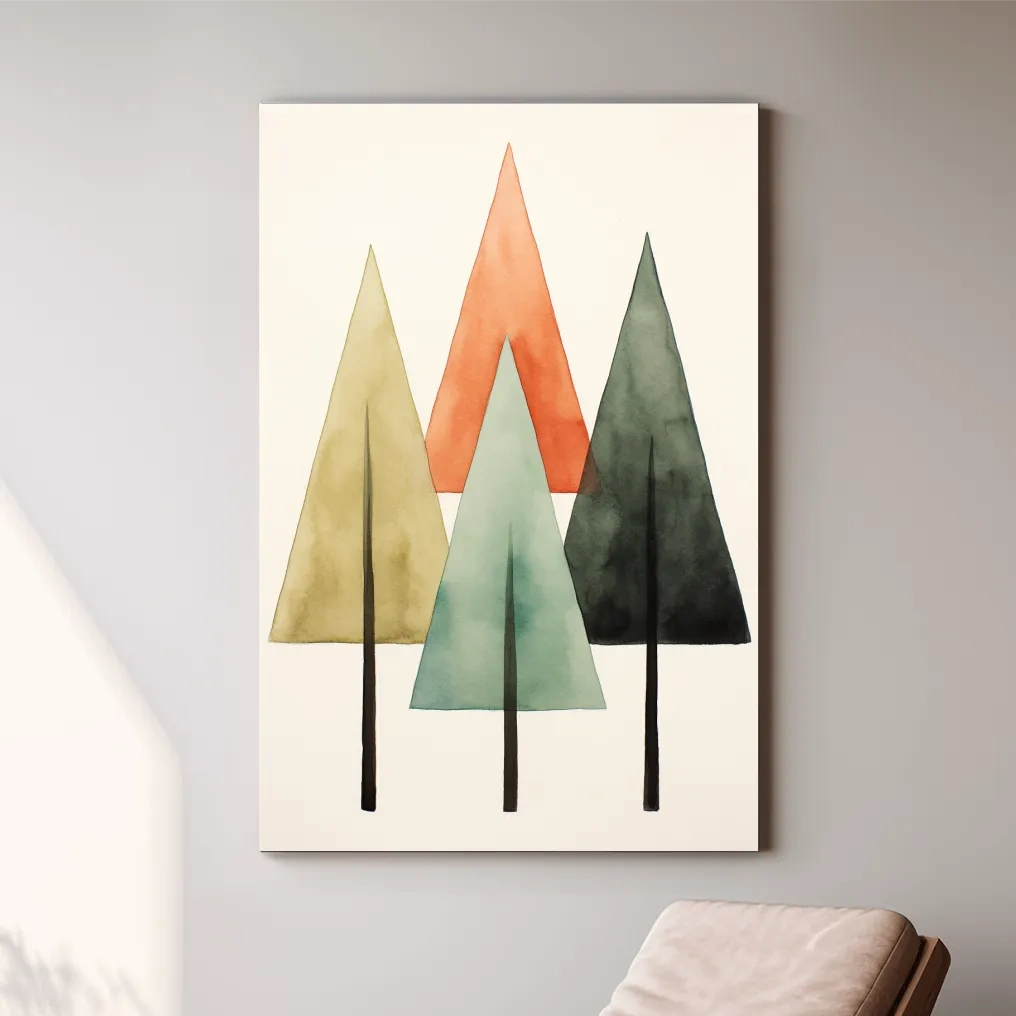 Minimalist Watercolor Pine Tree Trio - Scandinavian Forest Wall Art