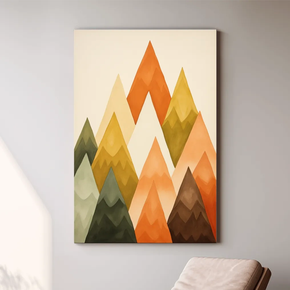 Minimalist Geometric Watercolor Mountains - Modern Scandinavian Landscape Wall Art